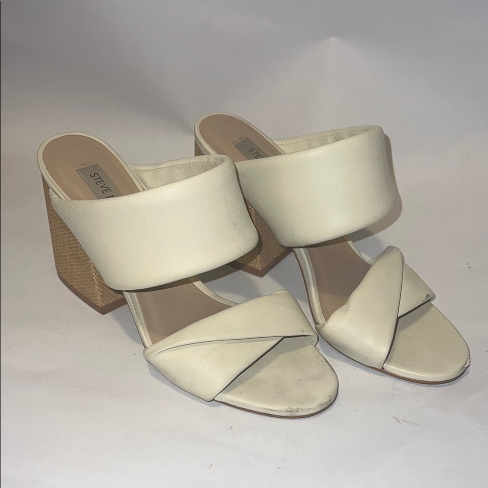 Steve Madden Women's Cream Block Heel Sandals